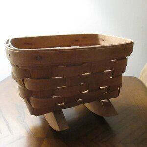 Longaberger Accents Longaberger Mini Cradle Basket Tan Vintage Hand Woven USA